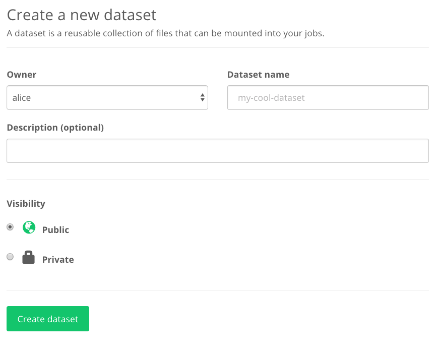 Create new dataset