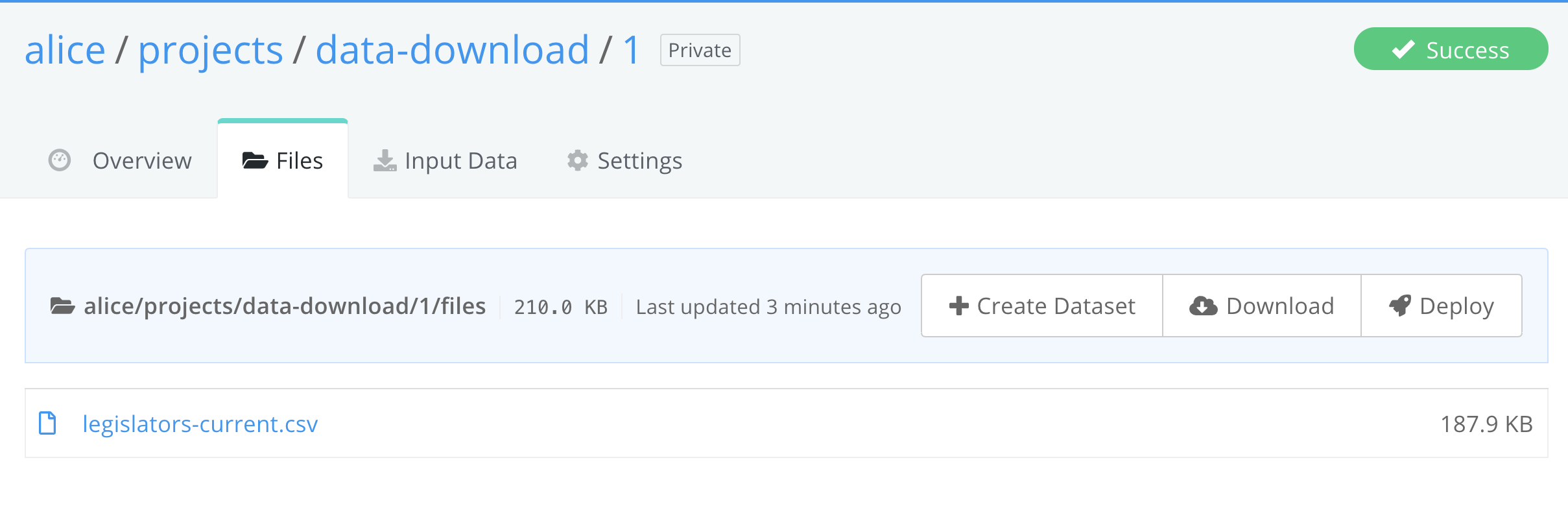 Navigate until the Files view from the Job page