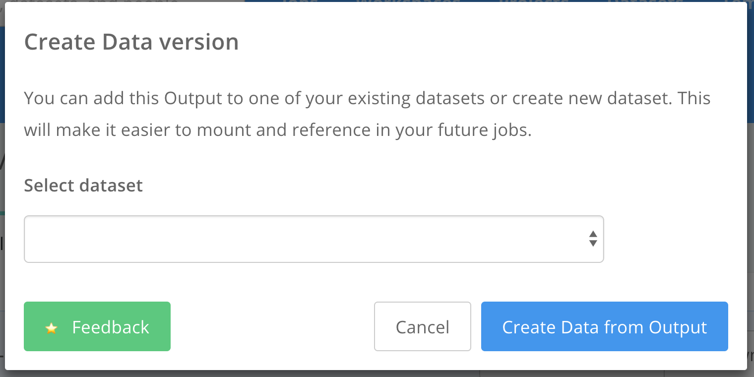 Create dataset Modal