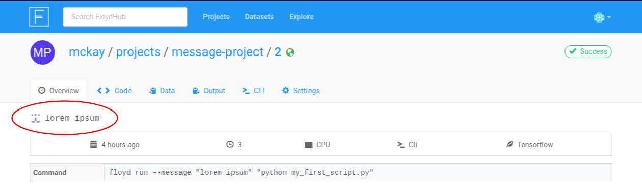 Job Message on Job Detail Page